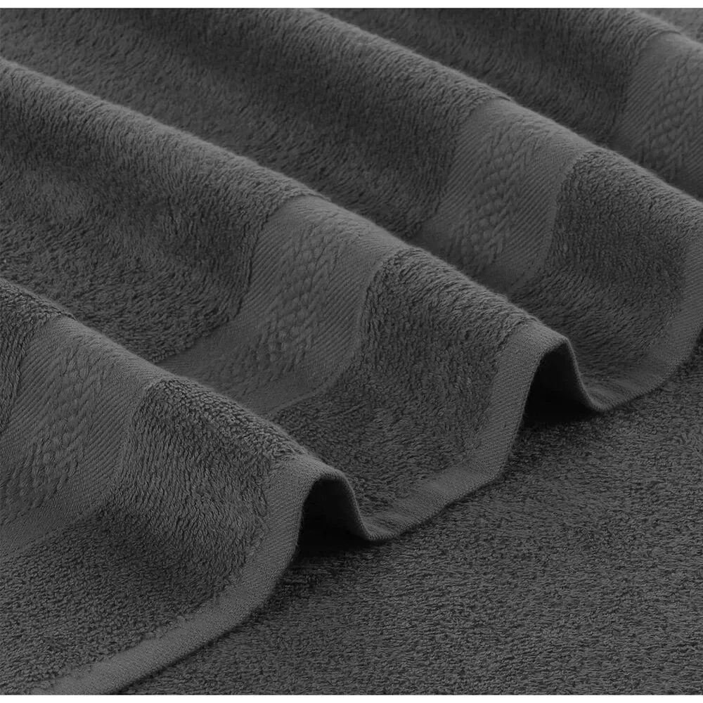 6 Piece Bathroom Cotton Towel Set -2 Washcloth 2 Hand Towel 2 Bath Towel - Gray